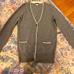 Grey and white trim wool cardigan.